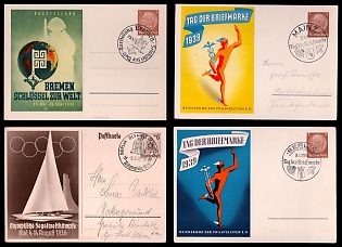 1938-1942 'Stamp Day', Postal Stationeries, Third Reich Nazi Propaganda Postcard