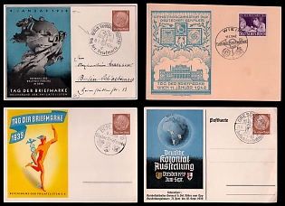 1938-1939 'Stamp Day', Postal Stationeries, Third Reich Nazi Propaganda Postcard