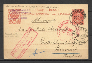 1916 Postcard to a Prisoner of War, Censorship of Astrakhan 73 and Austria