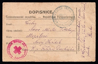 1918 Czechoslovak Legion Field Post Card “Dopisnice” – Miasse Russia, Military Mail with Red Cross Stamp, WWI Siberian Campaign, Rare Czech Army Postal Item