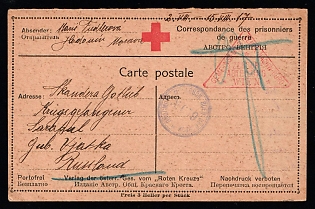 1917 Austro-Hungarian Red Cross POW Postcard Russia Saratov Censored Vienna Stamp Kriegsgefangene WWI Prisoner Mail Military Postal History