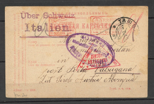 1916 Prisoner of War Card, the Turkestan Postal District, Censorship of Three Countries