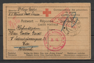 "1916 Card of the Austrian Red Cross, ""Omsk DC"" Censorship"