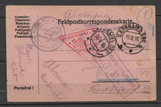 1916 Postcard of Field Post of Austria, Correspondence of a Prisoner of War, Censorship Of Tsaritsyn 70, Seal