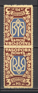 1947 Regensburg Displaced Persons DP Camp Ukraine Pair Tete-beche 3 Mk (MNH/MLH)