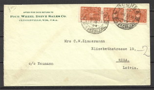 1931 International Letter from Kislovodsk, Strip of 3 stamps Zag. 232