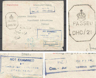 India-Iran WWII 1942 (?) Censorship International Registered Letter