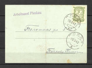 1942 Occupation of Pskov, Postcard Form of Labor Department
