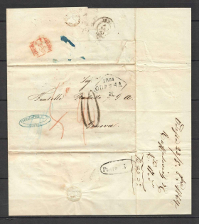 1864 Cover from Odessa to Genova, Italy (Dobin 1.15 - R3, Dobin 8.07 - R4)