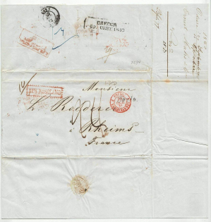 1850 Cover from Odessa to Reims, France (Dobin 1.07 - R4)