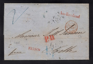1855 Cover from Riga to Cette, France (Dobin 1.26 - R2)