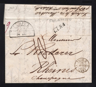 1840 Cover from St. Petersburg to Reims, France (London Company Embossing)