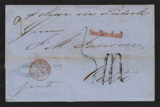 1856 Cover from St. Petersburg to Cette, France (Rhomboid Dobin 3.08 - R4)