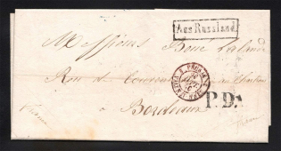1850 Cover from Kronstadt to Bordeaux, France (Dobin 1.09 - R4)