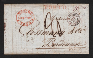 1850 Cover from Moscow to Bordeaux France (Dobin 3.05 - R4, Dobin 8.03 - R5)