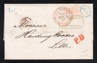 1865 Cover from St. Petersburg to Lille, France