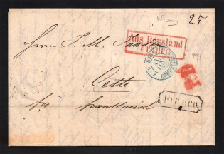 1864 Cover via St. Petersburg to Cette, France (Dobin 8.05 - R2)