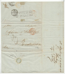 1852 Cover from St. Petersburg to Bordeaux France (Dobin 3.06 - R4)