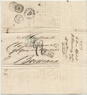 1859 Cover from St. Peterburg to Bordeaux, France