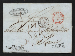1847 Cover from Warsaw to Paris, France