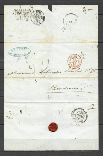 1853 Cover from Odessa to Bordeaux, France (Dobin 1.09b - R4)