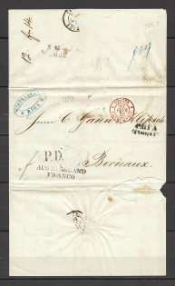 1850 Cover from Riga to Bordeuax, France (Dobin 1.22 - R3)