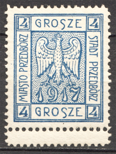 1918 Przedborz Poland Civil War 4 Gr (Double Perforation Error)