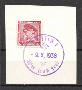 1938 Germany Occupation of Rumburg Cancelation Sudetenland 1 Kc