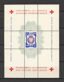 1945 Poland Dachau Red Cross Camp Post Block (no Watermark, Perf, MNN)