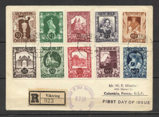 1947 Austria censorship FDC registered cover to USA with full set CV 65 EUR