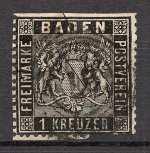 1860-61 Baden Germany 1 Kr (CV $45, Canceled)