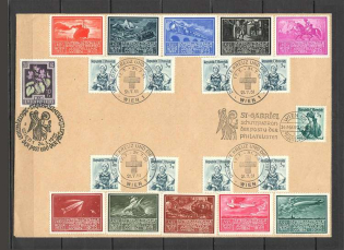 1955 Austria cover with special postmark Red Cros + International Philatelic Exhibition cinderellas