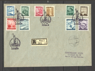 1946 Austria registerede cover special postmark USA exhibition opening
