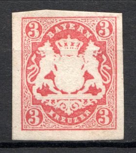 1867 Bavaria Germany 3 Kr (CV $300)