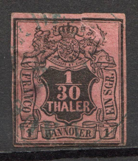 1851-55 Hanover Germany 1/30 Th (CV $85, Canceled)