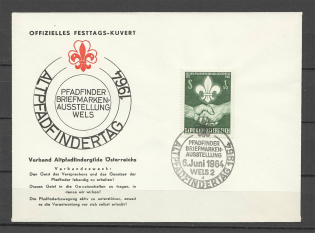 1964 Austria special postcard scouts stamp exhibition postmark