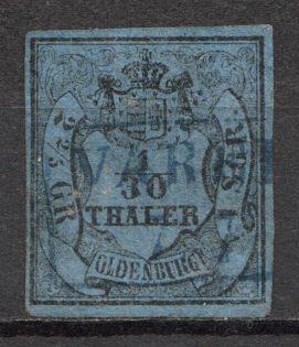 1852-59 Oldenburg Germany 1/30 Th (CV $50, Canceled)