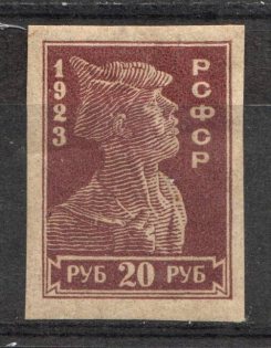 1923 RSFSR 20 Rub Zv. 119 (Imperforated, CV $250)