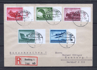 1944 Third Reich registered cover to Hamburg with forces stamps