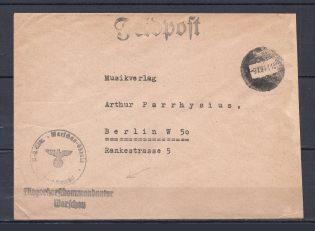 1941 Third Reiсh field post cover with postmark Air Base Command Warsaw