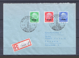 1940 Third Reich occupation of Elsass 5pf,12pf,25pf registered cover with special postmark CV 49 EUR