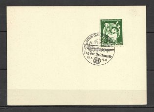 1941 Third Reich FDC postcard with special postmark Berlin-Charlottenburg day of stamp