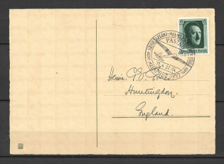 1937 Third Reich postcard with special postmark Munich Glider model competition