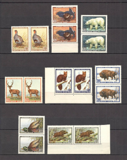 1957 USSR Fauna of the USSR Pairs (Full Set, MNH)