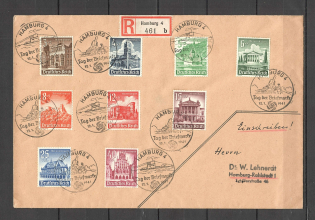 1941 Third Reich registered cover with full set Buildings and special postmark Day of stamp
