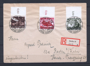 1944 Third Reich registered cover with special postmark Berlin war donation and wehrmacht day stamps