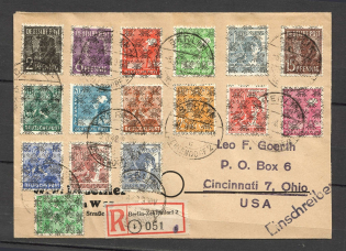 1946 Germany Allied Occupations registered cover to USA with full set stamps