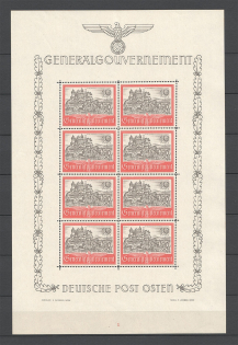 1944 Germany General Government Block Full Sheet (Perforated, CV $230, MNH)