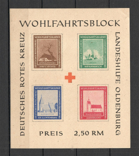 1948 Germany Oldenburg Local Issue Block (Imperf, Unlisted)