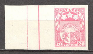 1927-33 Latvia 20 S (Probe, Proof, MNH)